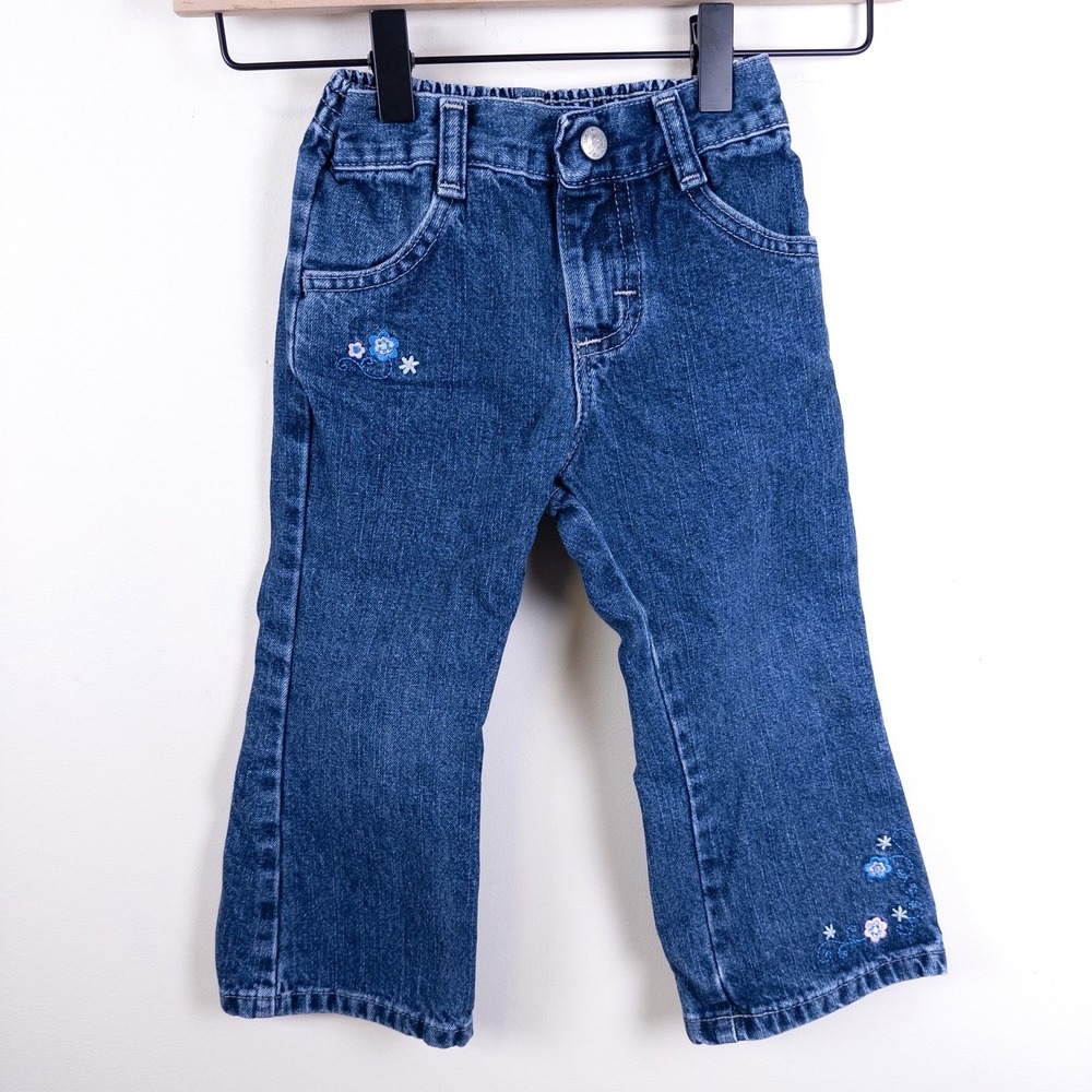 Vintage Riders Jeans Blue Floral Embroidered Y2K Denim Pants Toddler 3T